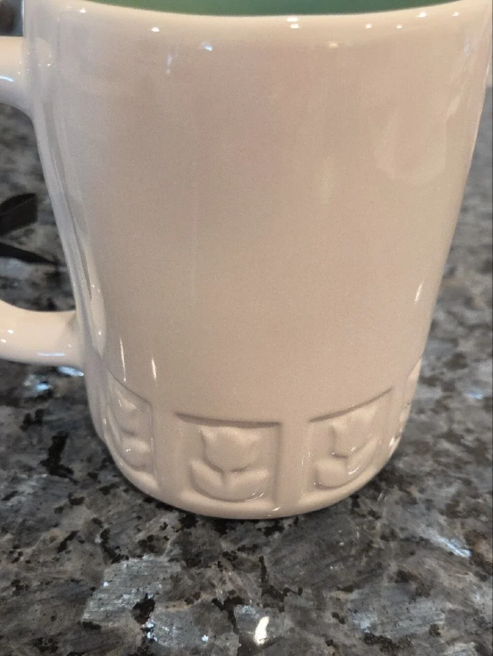 Rae Dunn White Mug with Green Interior - 